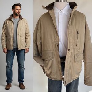 Aberdeen Chore Barn Coat Jacket Men XL Tan Leather Collar Equestrian Work Coat